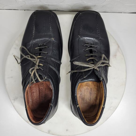 Sandro Moscoloni Brazil Comfort Shoes Mens 9D Black Leather Casual Lace Up - Picture 4 of 16